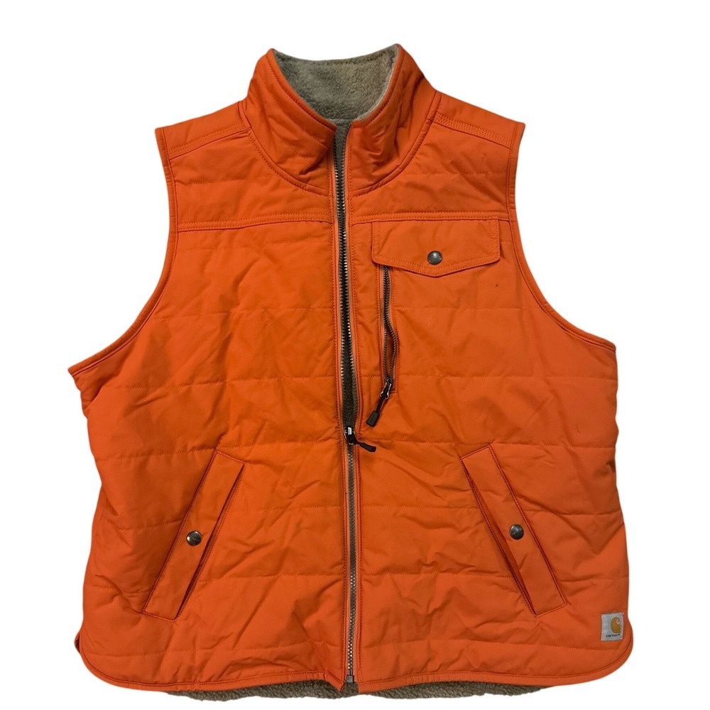 Carhartt Reversible Quilted Sherpa Fleece Vest Orange Tan XL 16/18 103907 R48